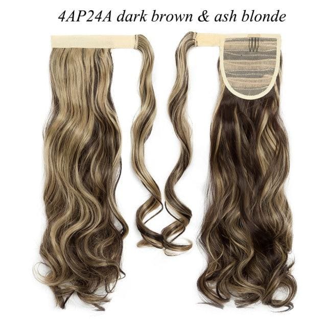 17inch long wavy natural ponytail clip in hairpiece wrap 4ap24a / 17inches