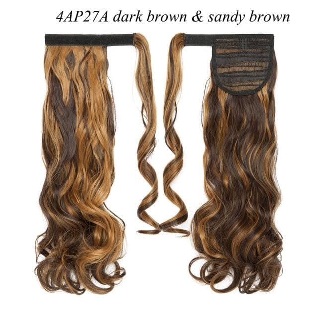 17inch long wavy natural ponytail clip in hairpiece wrap 4ap27a / 17inches