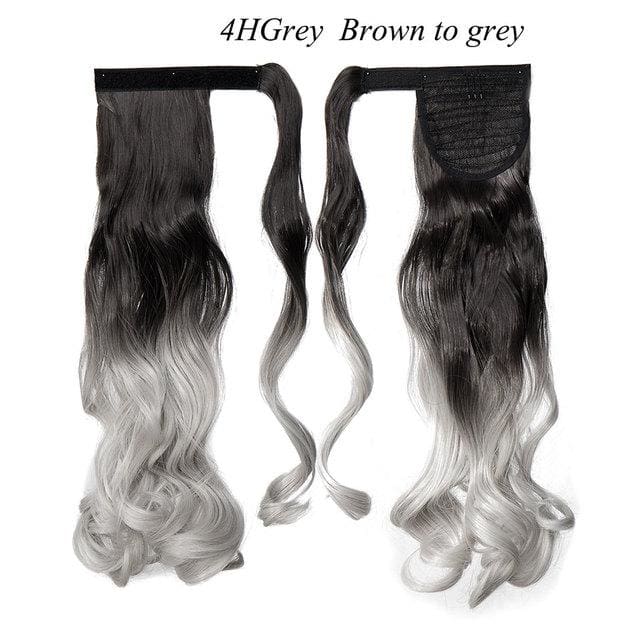 17inch long wavy natural ponytail clip in hairpiece wrap 4hgrey / 17inches