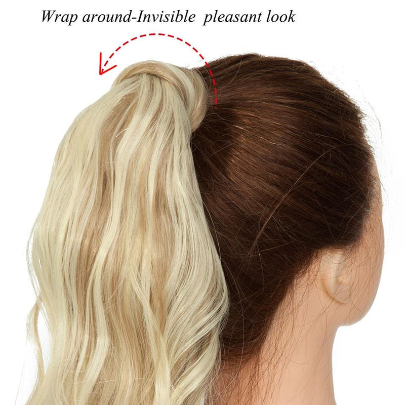 17inch long wavy natural ponytail clip in hairpiece wrap