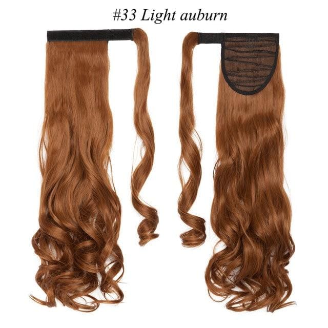 17inch long wavy natural ponytail clip in hairpiece wrap light auburn / 17inches