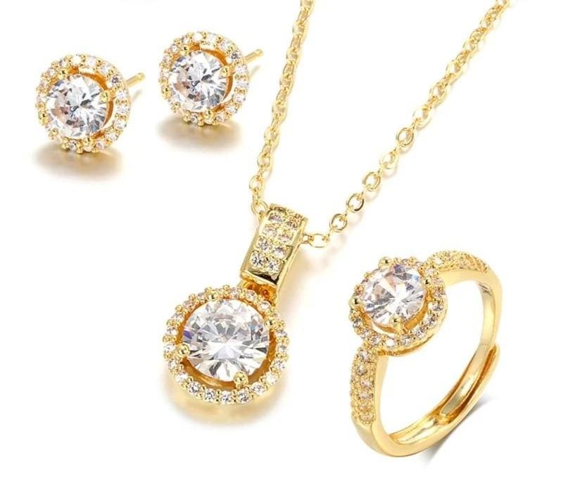 18k gold zircon jewelry sets