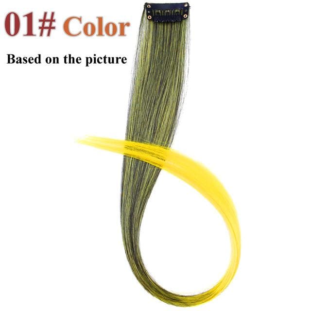 20 colors 50cm single clip in one piece hair extensions synthetic long straight #1 / 20inches