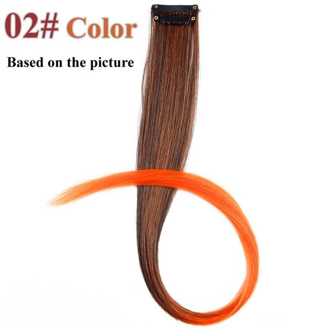 20 colors 50cm single clip in one piece hair extensions synthetic long straight #2 / 20inches