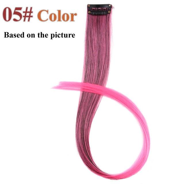 20 colors 50cm single clip in one piece hair extensions synthetic long straight #5 / 20inches
