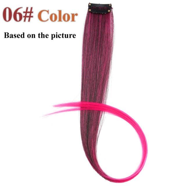 20 colors 50cm single clip in one piece hair extensions synthetic long straight #6 / 20inches