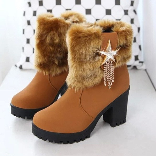 women boots hoof heel warm