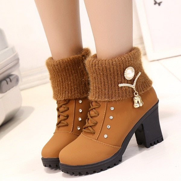 women boots hoof heel warm