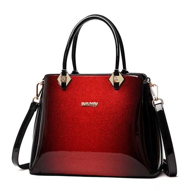 luxury brand designer patent leather ladies shoulder bag burgundy