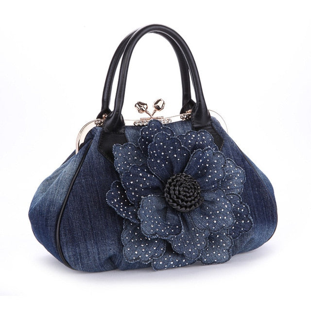 flower messenger canvas casual women tote black