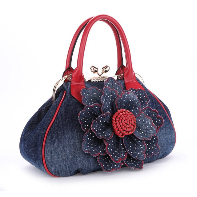 flower messenger canvas casual women tote red