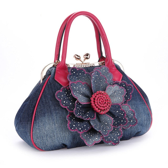 flower messenger canvas casual women tote rose red