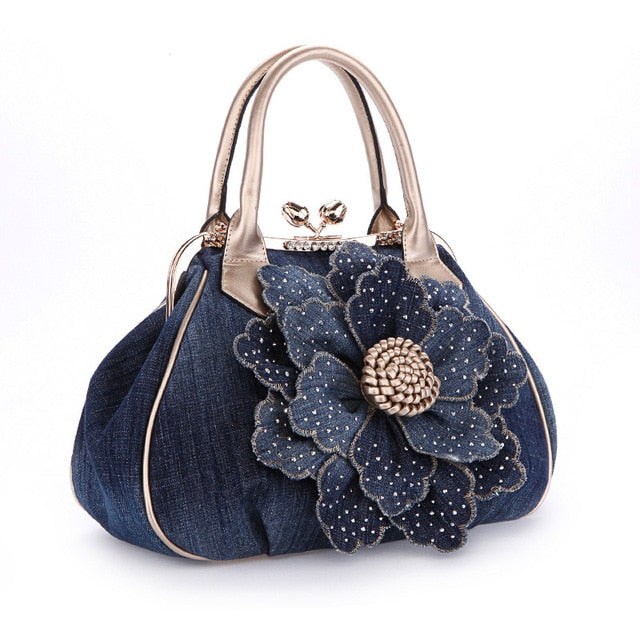 flower messenger canvas casual women tote gold