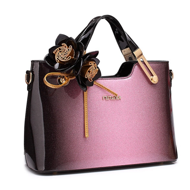 high quality patent leather designer women handbag purple design-a
