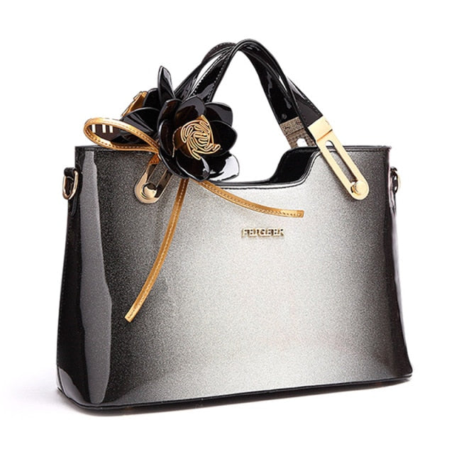 high quality patent leather designer women handbag gray design-a