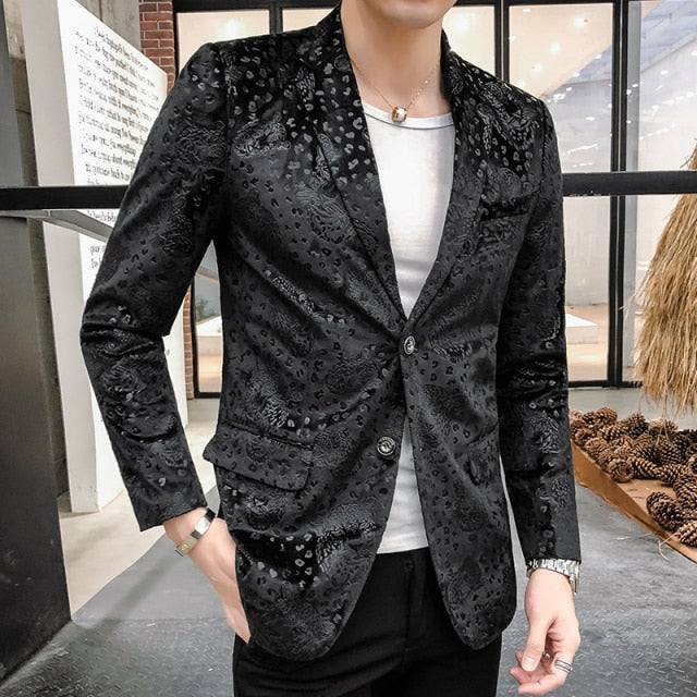 men paisley floral jackets wine red golden stage suit jacket elegant wedding mens blazer