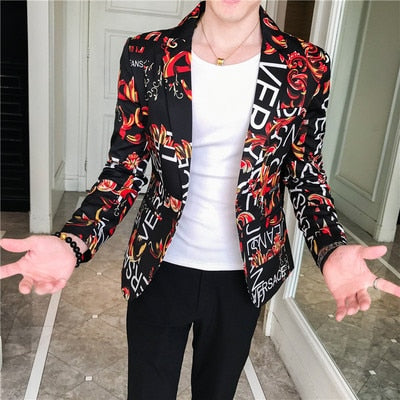 men's spring upgrade printing business suit/male fashion leisure groom dress man blazers