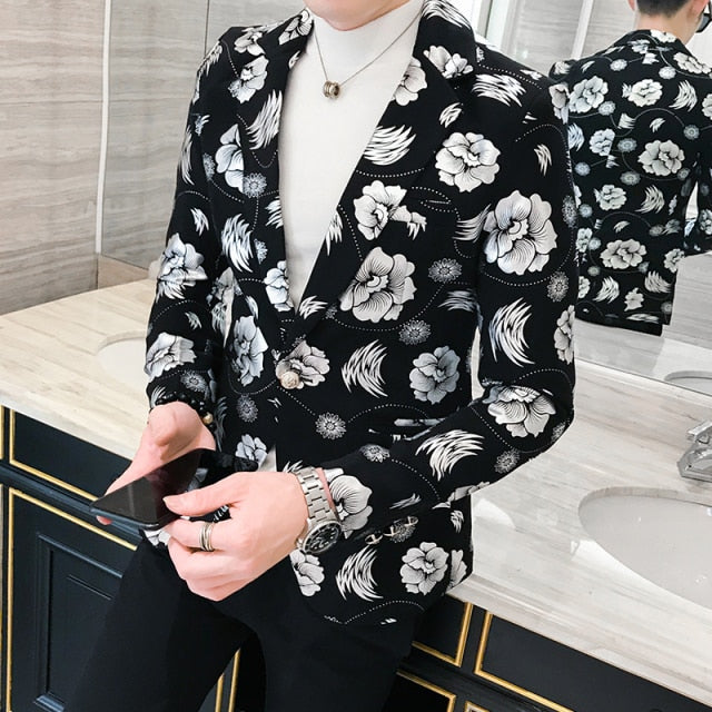 men's spring upgrade printing business suit/male fashion leisure groom dress man blazers