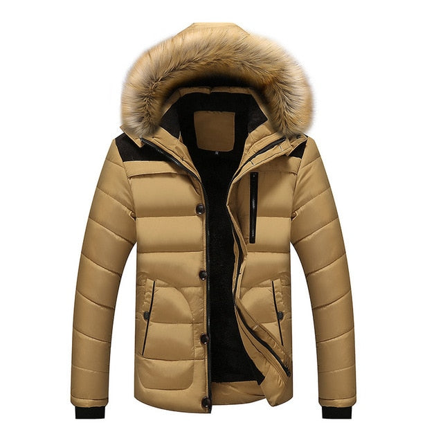 male parkas casual thick outwear hooded fleece jackets