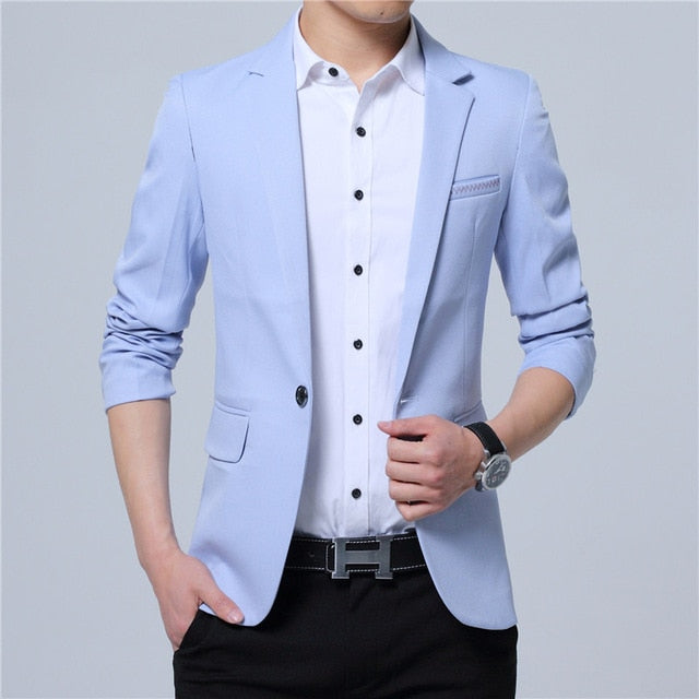 designer outerwear slim fit men jacket light blue / 5xl