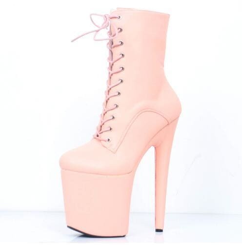 20cm extreme high heels lace up pole dancing ankle boots