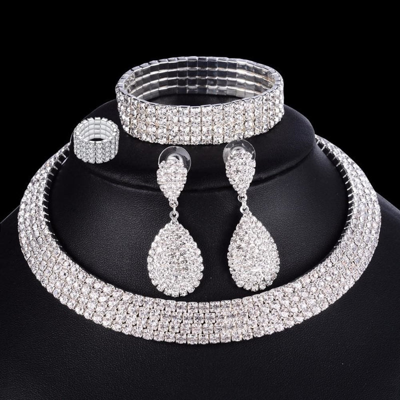 4 pcs luxury wedding bridal jewelry sets