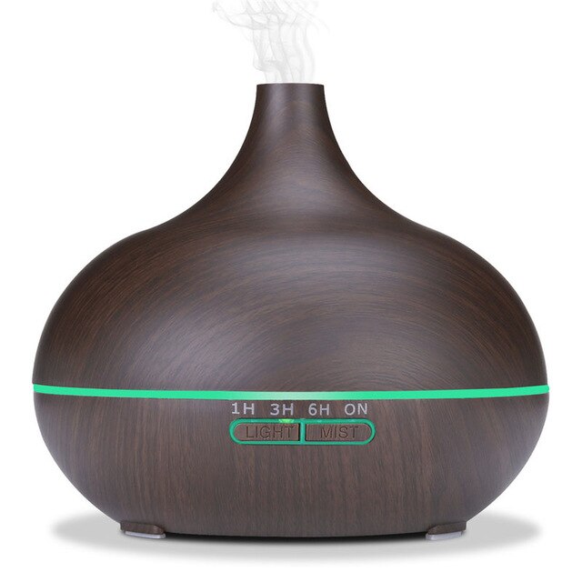 550ml aromatherapy essential oil diffuser wood grain remote control
