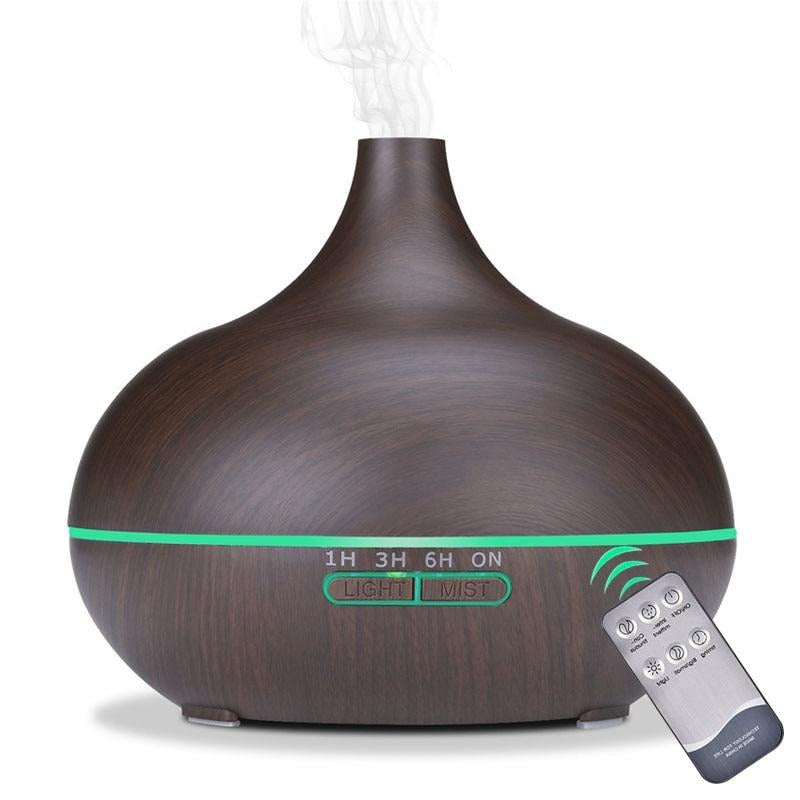 550ml aromatherapy essential oil diffuser wood grain remote control