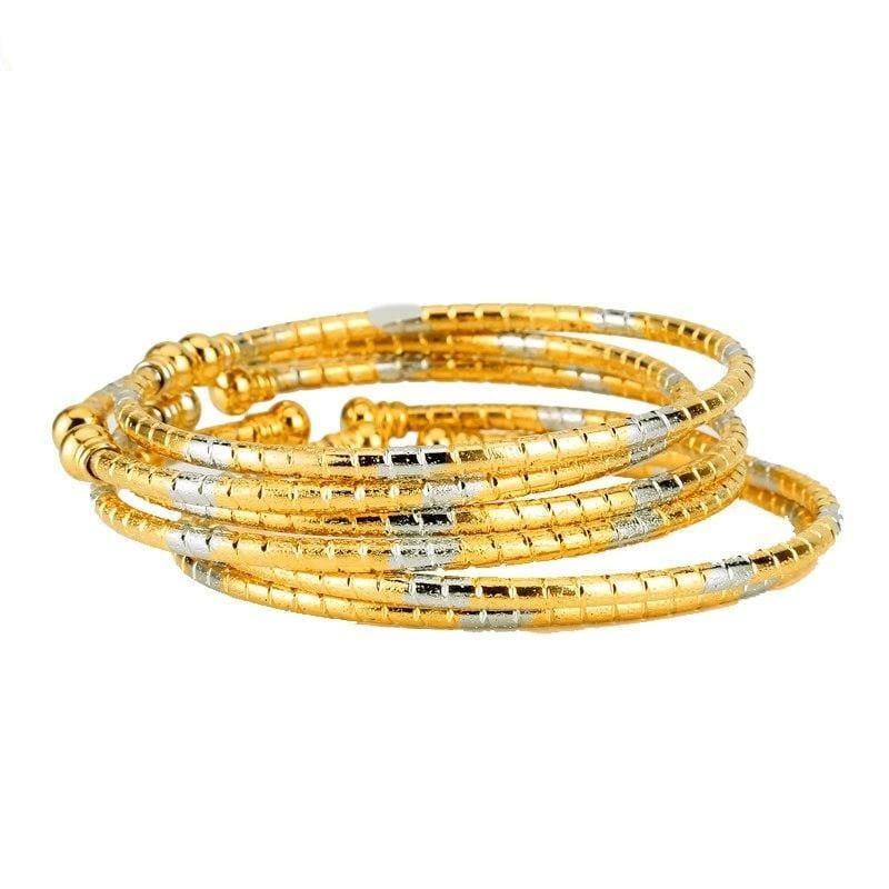 6pcs new gold color africa jewelry ethiopian two-tones ball color bangle