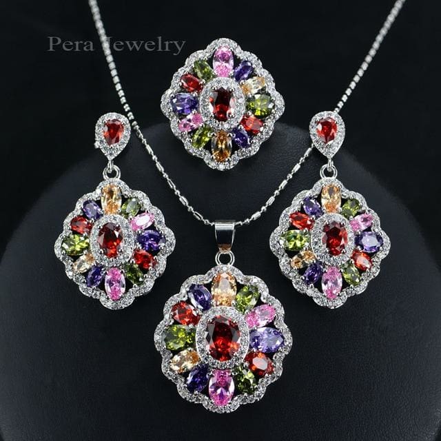 925 sterling costume jewelry cubic zirconia necklace and earrings set