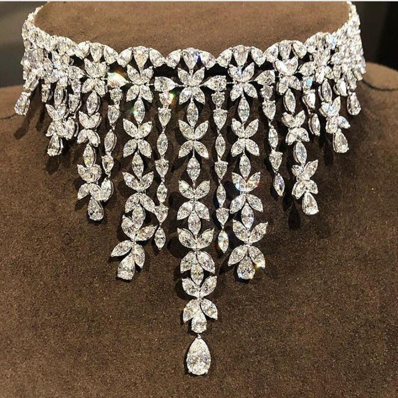 aaa cubic zirconia bridal wedding jewelry sets necklace