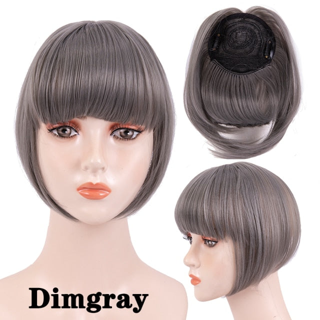 high temperature synthetic fiber fringe clip in bangs hair extensions