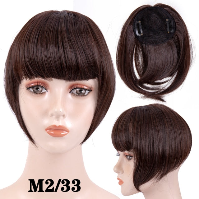 high temperature synthetic fiber fringe clip in bangs hair extensions