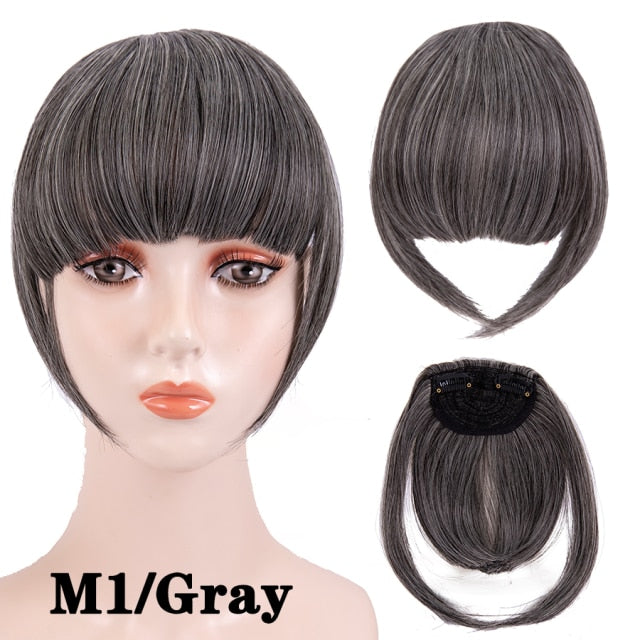 high temperature synthetic fiber fringe clip in bangs hair extensions xin m1-gray / 6inches