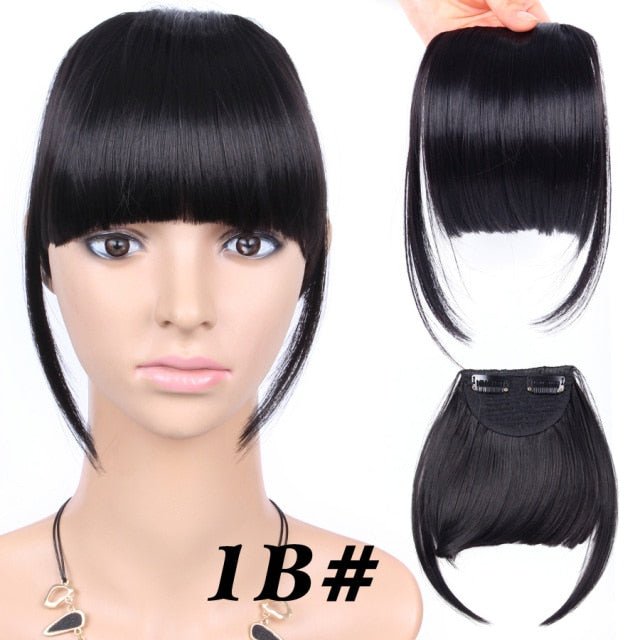 high temperature synthetic fiber fringe clip in bangs hair extensions 1b / 6inches