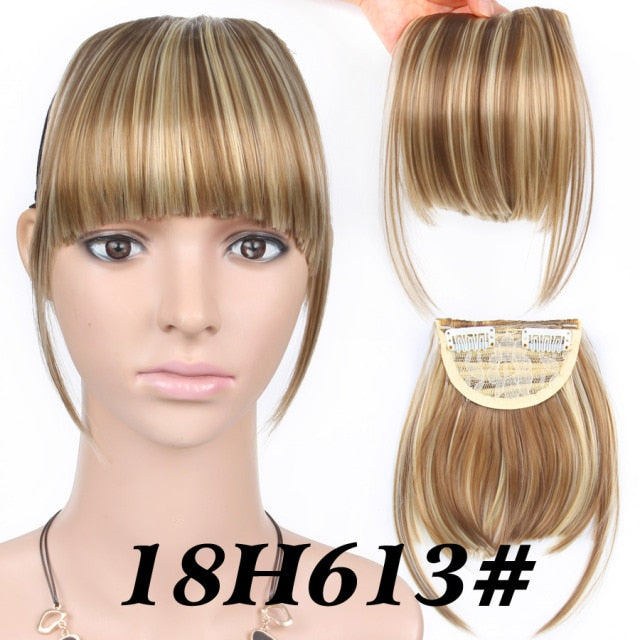 high temperature synthetic fiber fringe clip in bangs hair extensions 18h613 / 6inches