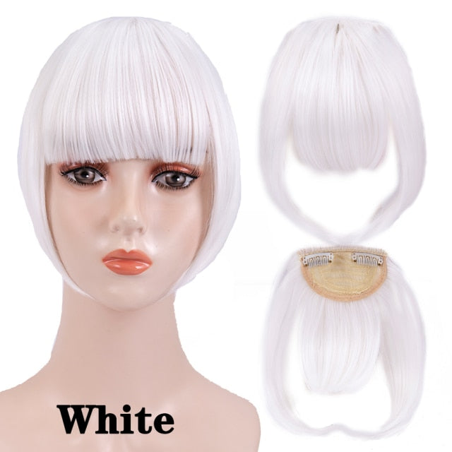 high temperature synthetic fiber fringe clip in bangs hair extensions xin white / 6inches