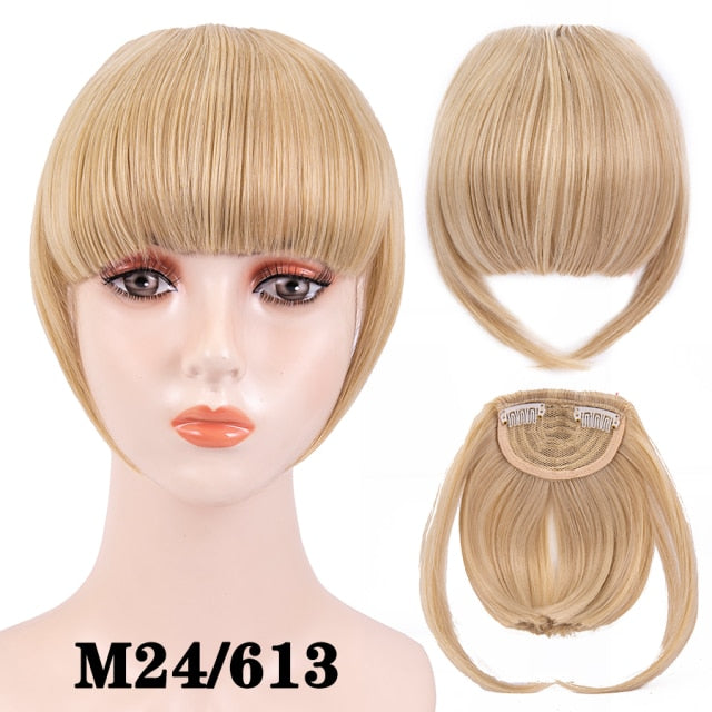 high temperature synthetic fiber fringe clip in bangs hair extensions xin m24-613 / 6inches