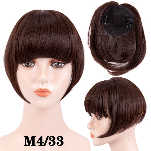 high temperature synthetic fiber fringe clip in bangs hair extensions