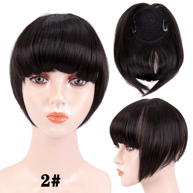 high temperature synthetic fiber fringe clip in bangs hair extensions