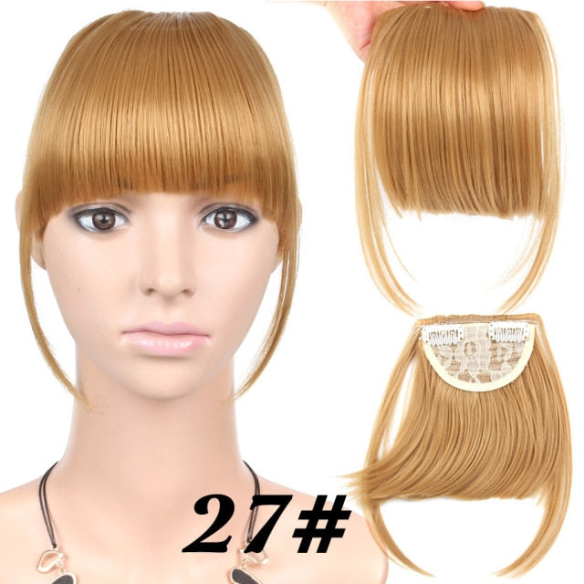 high temperature synthetic fiber fringe clip in bangs hair extensions 27 / 6inches