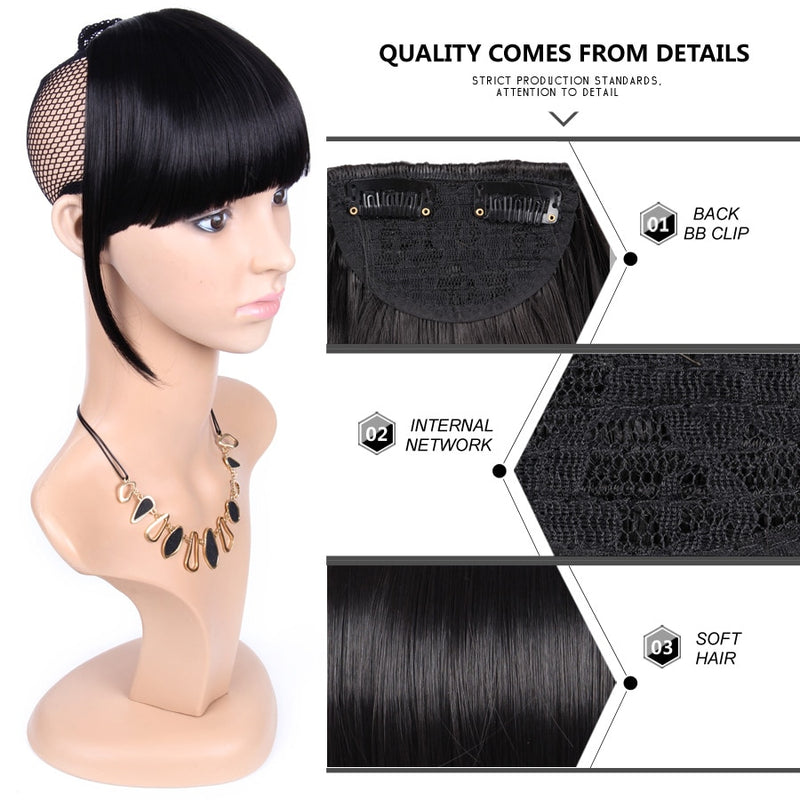 high temperature synthetic fiber fringe clip in bangs hair extensions