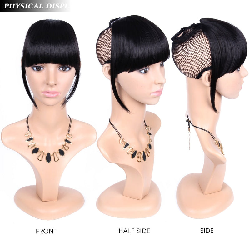 high temperature synthetic fiber fringe clip in bangs hair extensions