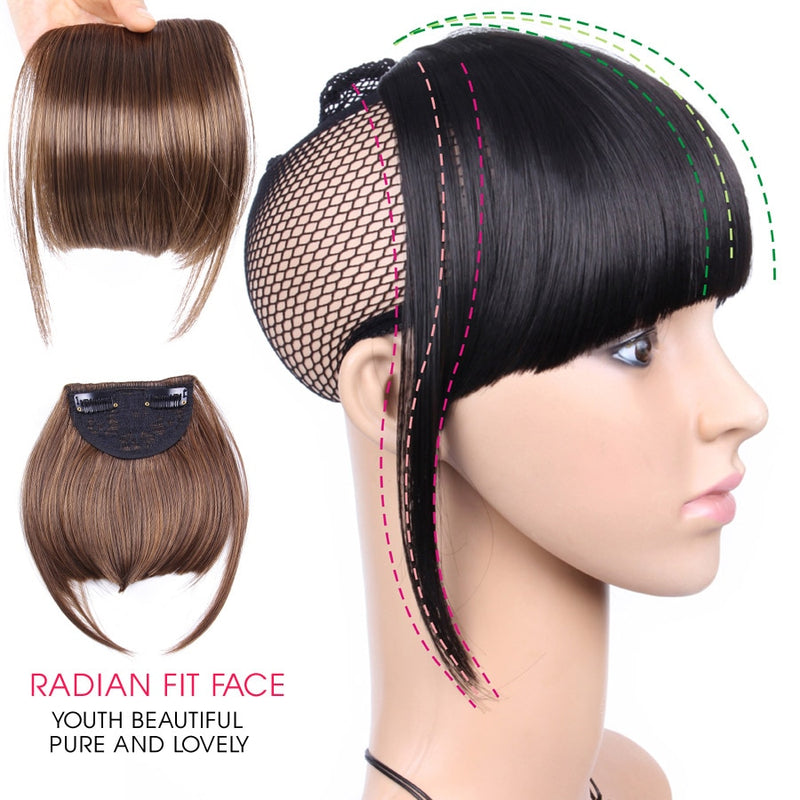 high temperature synthetic fiber fringe clip in bangs hair extensions