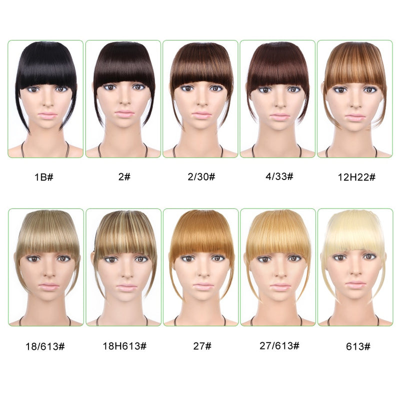 high temperature synthetic fiber fringe clip in bangs hair extensions