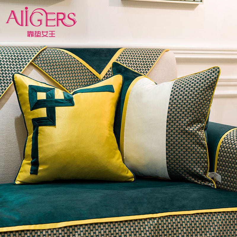 luxury patchwork velvet teal green cushion