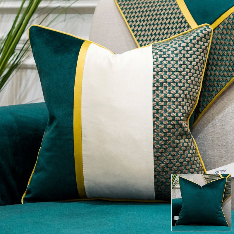 luxury patchwork velvet teal green cushion