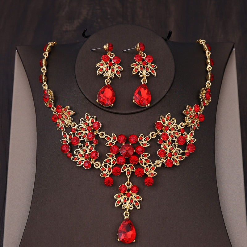 baroque rhinestone bridal jewelry sets crown necklace earrings