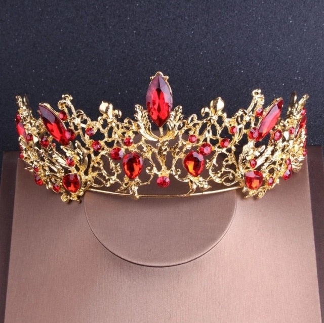 rhinestone baroque vintage gold red crystal bridal jewelry set 1pcs crown