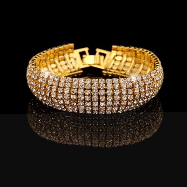 bridal jewelry crystal rhinestones bracelet gold-color
